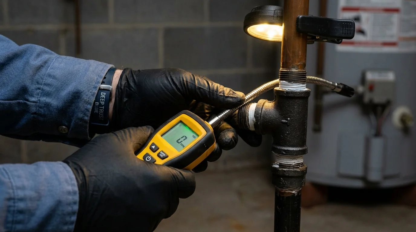 Gas leak detection with electronic sniffer by Johns Plumbing LLC in Itasca