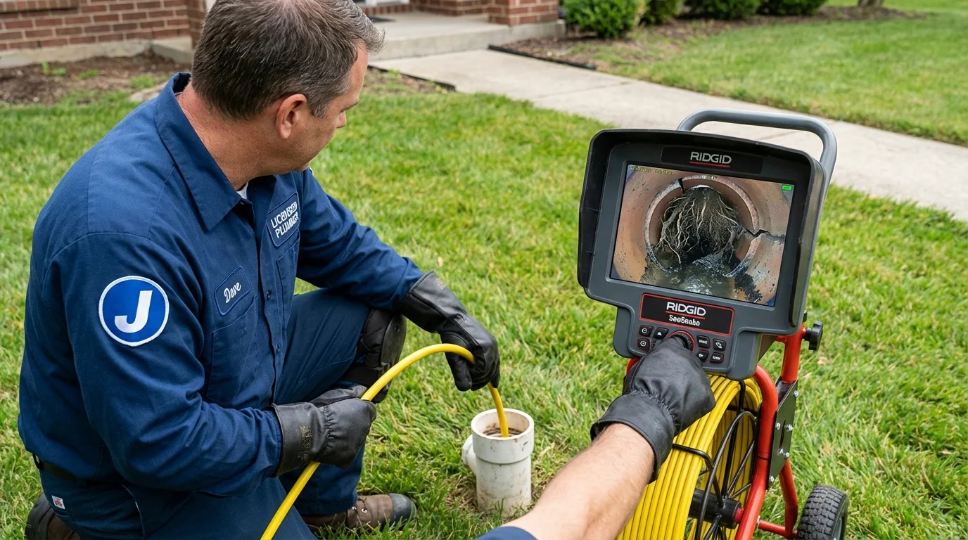 Sewer camera inspection being performed by Johns Plumbing LLC in Itasca